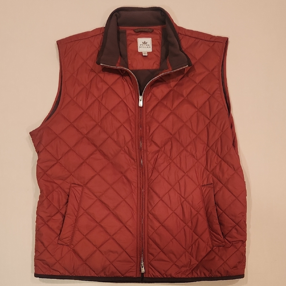 Peter Millar Men's Quilted Vest - Rust